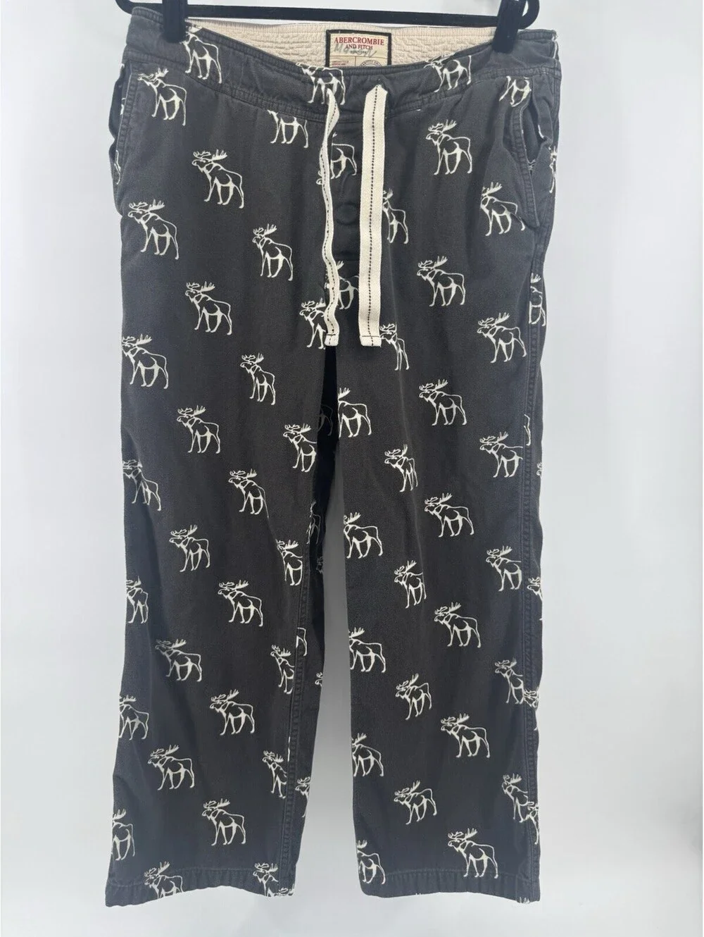 VTG Abercrombie and Fitch Pants Men’s S Charcoal Moose Y2K Loungewear Pajama